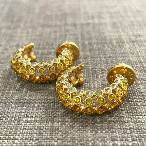 Oscar De La Renta caterpillar hoop earrings in yellow crytsal